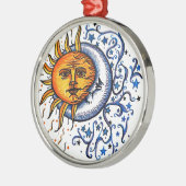 ORNEMENT ROND ARGENTÉ CONCEPTION D'ART DE LUNE DU SOLEIL (Gauche)