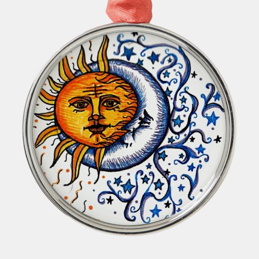 ORNEMENT ROND ARGENTÉ CONCEPTION D'ART DE LUNE DU SOLEIL (Devant)