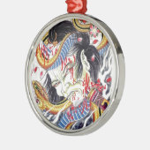 Ornement Rond Argenté Conception de tatouage Grotesque et serpent (Gauche)