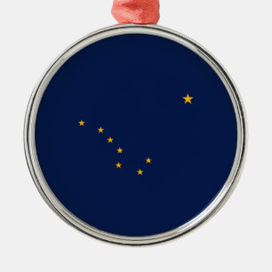Ornement Rond Argenté Conception du drapeau de l'État de l'Alaska