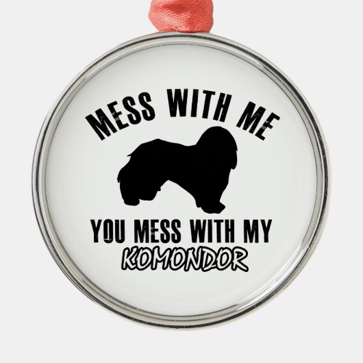 Ornement Rond Argenté conceptions de komondor (Devant)