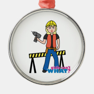Ornement Rond Argenté Construction Girl - Light/Blonde