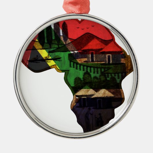 Ornement Rond Argenté continent africain (Devant)