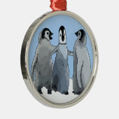 Ornement Rond Argenté Copains de pingouin (Droite)