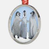 Ornement Rond Argenté Copains de pingouin (Gauche)