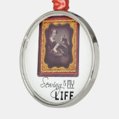 Ornement Rond Argenté Coudre Est Ma Vie (Gauche)