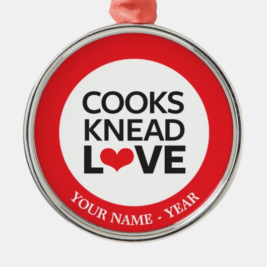 Ornement Rond Argenté Cuisiniers Knead Love (Devant)