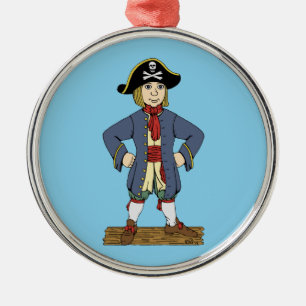Ornement Rond Argenté Cute Pirate Lad