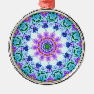 Ornement Rond Argenté Daisy Mandala