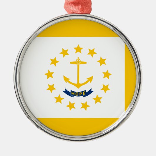 Ornement Rond Argenté Dessin du drapeau de l'État de Rhode Island (Devant)