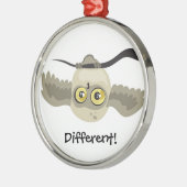 Ornement Rond Argenté Différent ! chouette à l'envers ~ornement (Gauche)