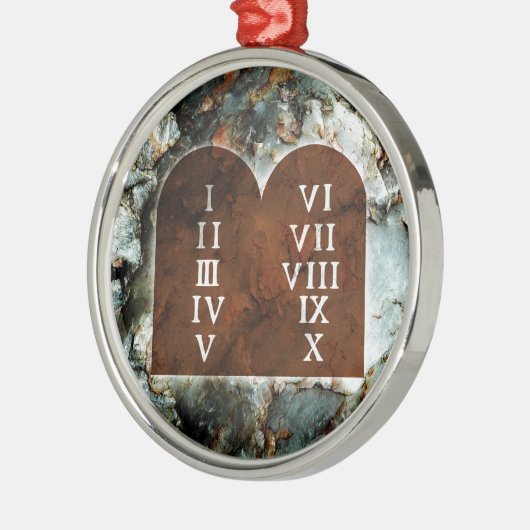 Ornement Rond Argenté Dix commandements (Gauche)