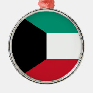 Ornement Rond Argenté Drapeau du Koweït