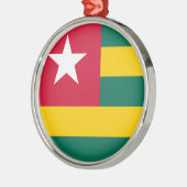 Ornement Rond Argenté Drapeau Togo (Gauche)