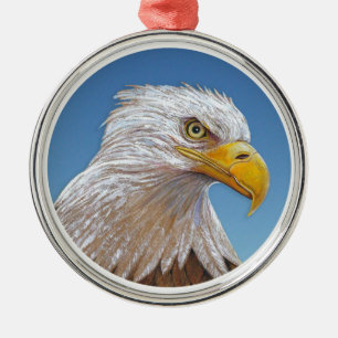 Ornement Rond Argenté Eagle