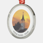 Ornement Rond Argenté Église de pays (Gauche)