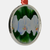 Ornement Rond Argenté Elégante peinture d'orchidée tropicale blanche (Droite)