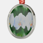 Ornement Rond Argenté Elégante peinture d'orchidée tropicale blanche (Gauche)