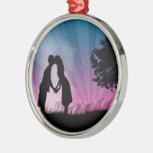 Ornement Rond Argenté Embrasse-moi (Gauche)