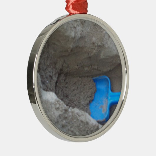 Ornement Rond Argenté Été Plage creusant le sable, Scoop, jouer (Droite)