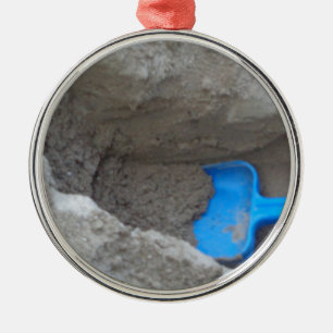 Ornement Rond Argenté Été Plage creusant le sable, Scoop, jouer