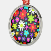 Ornement Rond Argenté Fleurs colorées (Gauche)