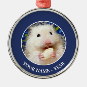 Ornement Rond Argenté Fluffy Syrian Hamster Kokolinka