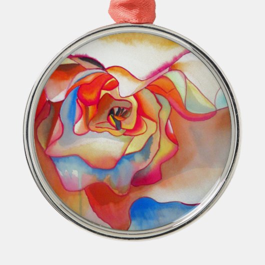 Ornement Rond Argenté Fred martin begonia aquarelle (Devant)