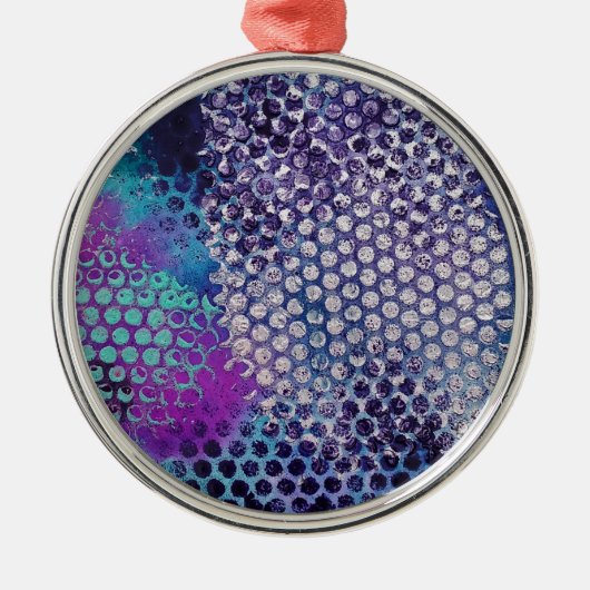 Ornement Rond Argenté Fun de Spotted Dotted Abstract (Devant)
