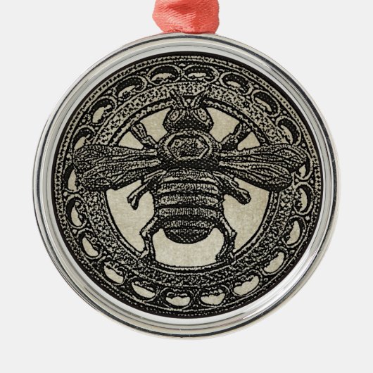 Ornement Rond Argenté Gaffez l'abeille (Devant)