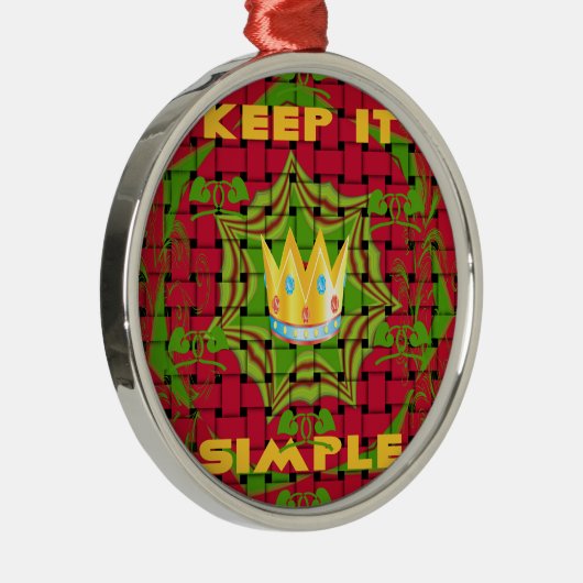 Ornement Rond Argenté Gardez-le simple : Gratuit Rouge Tissé imprimé Flo (Droite)