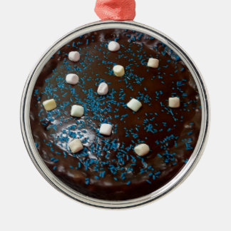 Ornement Rond Argenté Gâteau au chocolat