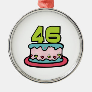 Ornement Rond Argenté Gâteau d'anniversaire de 46 ans