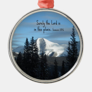 Ornement Rond Argenté Genèse 28:16 Le Seigneur est certainement dans ce