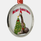 Ornement Rond Argenté Giraffe de Noël (Droite)