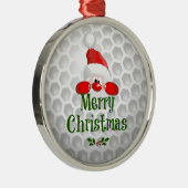 Ornement Rond Argenté Golf Ball Conception de vacances, Joyeux Noël (Droite)