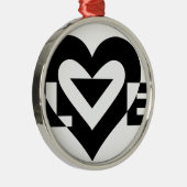 Ornement Rond Argenté Graphique d'amour cool, noir (Droite)