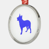 Ornement Rond Argenté Heeler bleu australien (Gauche)