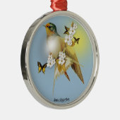 Ornement Rond Argenté Hirondelle de grange (Droite)