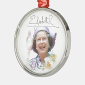 Ornement Rond Argenté HM Queen Elizabeth II (Gauche)