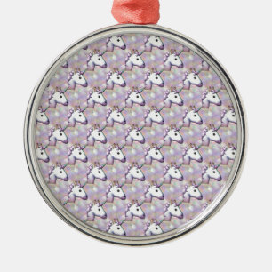 Ornement Rond Argenté hologramme licorne émoji