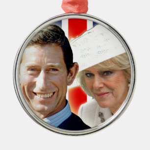 Ornement Rond Argenté HRH Prince Charles et HRH Duchess of Cornwall