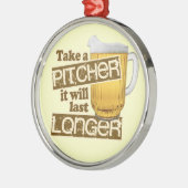 Ornement Rond Argenté Humour potable de bière drôle (Gauche)