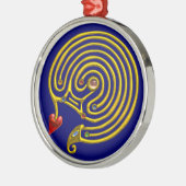 Ornement Rond Argenté HYPER LABYRINTH bleu (Gauche)