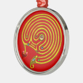 Ornement Rond Argenté HYPER LABYRINTH rouge (Gauche)