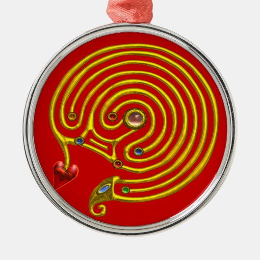 Ornement Rond Argenté HYPER LABYRINTH rouge (Devant)