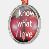 Ornement Rond Argenté "I Know What I Love" - Design à thème Apple (Gauche)