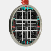 Ornement Rond Argenté Impression À damiers Motif (Droite)