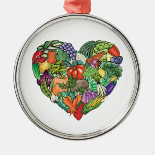 Ornement Rond Argenté J'aime les Légumes
