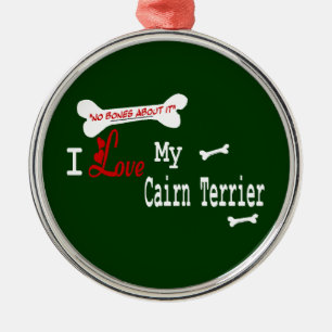 Ornement Rond Argenté J'Aime Mon Cairn Terrier
